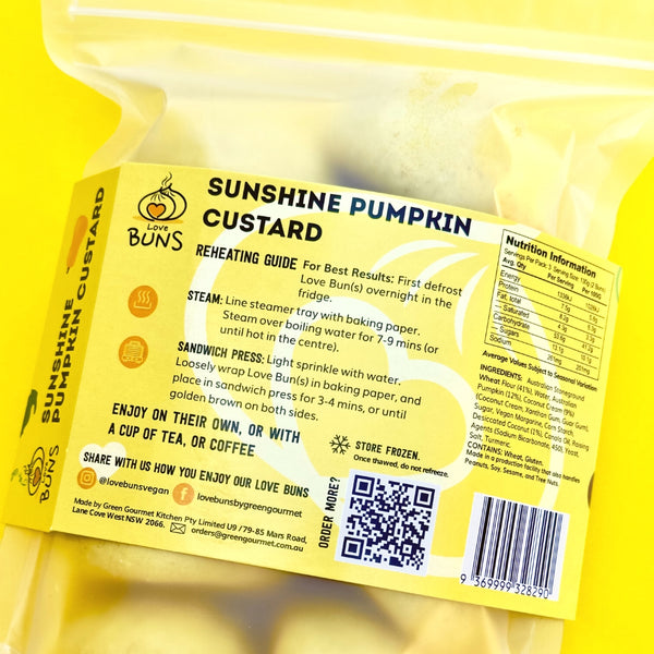 NEW: Love Buns Sunshine Pumpkin Custard 6 Pack (390G)